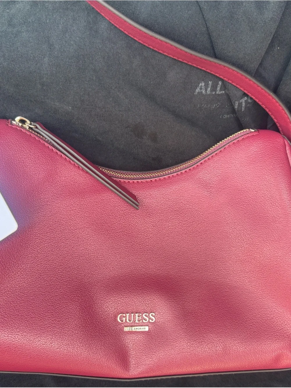 Guess Cherry Red Pebbled Crossbody Shoulder Bag